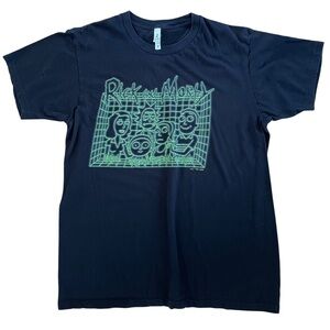 ZUNI RICK and MORTY BLACK NEON GRID T-SHIRT Family Adult Swim Cartoon Graphics